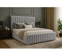 Slumbre Portland Plush Velvet Ottoman Storage Bed, With Footboard - 6Ft Super King - Silver