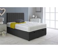 Slumbre Portland Plush Velvet Ottoman Storage Bed, With Ortho Mattress - 4Ft6 Double - Black