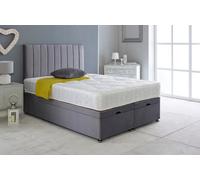 Slumbre Portland Plush Velvet Ottoman Storage Bed, With Ortho Mattress - 4Ft6 Double - Grey