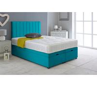 Slumbre Portland Plush Velvet Ottoman Storage Bed, With Ortho Mattress - 4Ft6 Double - Mallard