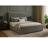Slumbre Portland Plush Velvet Ottoman Storage Bed, With Ortho Mattress & Footboard - 4Ft6 Double - Grey