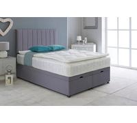 Slumbre Portland Plush Velvet Ottoman Storage Bed, With Pillow Top Mattress - 4Ft6 Double - Grey