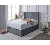 Slumbre Portland Winged Plush Velvet Ottoman Storage Bed, With Pocket Mattress - 3Ft Single - Grey