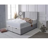 Slumbre Portland Winged Plush Velvet Ottoman Storage Bed, With Pocket Mattress - 4Ft6 Double - Silver