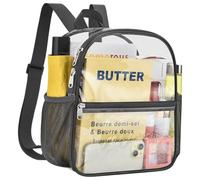 Slumou Clear Backpack Stadium Approved 12×12×6 Clear Mini Backpack Small Transparent Backpack, Charcoal Gray, Modern