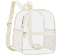 Slumou Clear Backpack Stadium Approved 12×12×6 Clear Mini Backpack Small Transparent Backpack, Cream, Modern