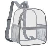 Slumou Clear Backpack Stadium Approved 12×12×6 Clear Mini Backpack Small Transparent Backpack, Grey, Modern