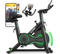 SLUNSE Exercise Bike for Home Use, Adjustable Magnetic Resistance Spin bike with Smart APP, Home Gym Equipment Stationary Bike with Dumbbell Rack, LCD Display, Tablet Holder, 180KG Weight Capacity