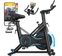 SLUNSE Exercise Bike for Home Use, Adjustable Magnetic Resistance Spin bike with Smart APP, Home Gym Equipment Stationary Bike with Dumbbell Rack, Pull Cord, Large Non-slip Mat, 180KG Weight Capacity
