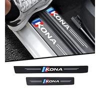 SLURF 4Pcs Car Carbon Fiber Door Sill Protector, for Hyundai Kona 2018 2021 2022 Car Kick Plates Threshold Sticker Accessories