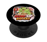 Slurp Sip Repeat Funny Frog Eating Ramen Noodle Soup Japan PopSockets Adhesive PopGrip