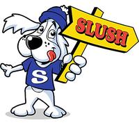 Slush Dog Arrow Right Sticker - 25cm to 60cm Slush Puppie Catering Cafe Ice Cream Van (Small 25cm)