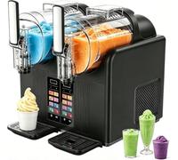 Slush Machine 430W Dual Tank Smoothie and Soft Serve Maker, Self-Cleaning Cycle, Removable Drip Tray, No Ice Needed, Perfect for Home or Small Business