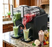Slush Machine Double Tank, 430W Cold Drink Maker, 7 Modes, One-Button Operation, Adjustable Hardness & Temperature, 360° Mixing for Families & Boba Shops (Black)