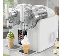 Slush Machine&Ice Cream Maker-Dual-Head 7-In-1 Freezing Drink Machine w/ Touchscreen,Auto Cleaning,Rapid Cooling-Make Slush,Milkshakes,Coffee Granitas,Soft Serve (2 Flavors At Once,4l) WhiteB