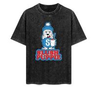 Slush Puppie Summer Casual Tee Short Sleeve Crew Neck Cotton Tops Unisex Washed Vintage T-Shirt Black XL
