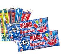 Slush Puppy The Original Squeezee Freeze Pops Ice Lolly Poles - 2 X (10 x 60mls) Red Cherry, Lemon &Lime, Strawberry and Blue Raspberry - Vegetarian, Vegan and Gluten Free - 20 Total