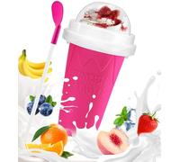 Slushie Cup, DIY Magic Slushy Maker Cup, Cool Stuff Things Gadgets for Juices Milk Yogurt Ice Cream Make, Quick Frozen Slushy Cups with Lids & Straw for Boys Girls Teens Kids, Pink