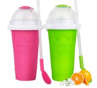 Slushie Cup slushie maker cup ,Magic Quick Frozen Smoothies Cup,Slushie Machine for Home Squeeze Slushie Cup ,diy slushie maker cup Gifts (Red+Green)