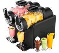 Slushie Machine and Soft Ice Cream Maker, 2-in-1 Dual Tank Slushy Machine with 6 Presets, 4l Cold Drink Machine for Slushies, Milkshakes, Granitas, Soft Serve, Home Parties and Cafes Black
