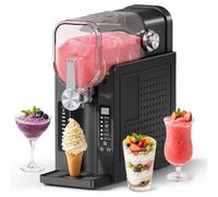 Slushie Machine, No Ice Needed Slushy Maker for Home, Real-Time Temp Display, Frozen Drink Maker with 6 Preset Programs for Ice Cream, Frappés, Milk Shake and More, Black, 1 Pack+3Modes