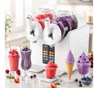 Slushie Machine & Soft Serve Ice Cream Maker, 2-in-1 with Dual 2L Tanks, 7 Presets, No Ice Needed, Self-Cleaning Cold Drink Machine for Margaritas, Milkshakes, Smoothies