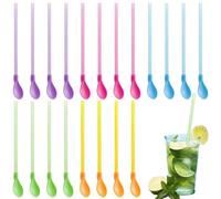 Slushie Straws, 20 PCS Milkshake Straws, 2 in 1 Colorful Reusable Straws, Removable Drinking Straws Reusable, Reusable Straws Drinking Slush Straws for Milkshakes, Smoothies, Coffee, Drinks (5 Colors)
