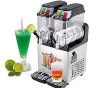 Slushy Machine, Commercial Stainless Steel Slushy Machine with 2 Tanks for Beverage Slushies, Cider Slushes, Ideal for Mobile Bar, Party, Restaurant