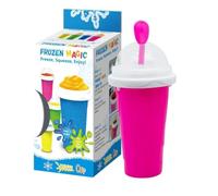 Slushy Maker Cup 15.8oz, Magic Slushy Squeeze Cup for Homemade Frozen Smoothies, Milkshakes & Slushies, Double Layer Silicone DIY Frozen Drink Maker for Kids & Family (Pink)