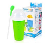 Slushy Maker Cup 15.8oz, Magic Slushy Squeeze Cup for Homemade Frozen Smoothies, Milkshakes & Slushies, Double Layer Silicone DIY Frozen Drink Maker for Kids & Family (Green)