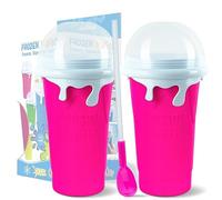 Slushy Maker Cup 16.9 oz Slushy Squeeze Cup for Homemade Milkshake, Magic Slushy Maker Squeeze Cup, DIY Smoothie Maker for Kids, Ice Maker Cup Squeeze (2 in Pink)