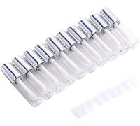 Sluswallow 10 Pcs Silver 1.2ML Mini Reusable Empty Lip Gloss Tubes, Clear Round Lipgloss Tubes Container With Cap Cosmetic Sample Container, Lip Gloss, Lip Glosses