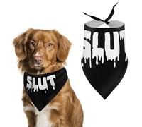 Slut Dripping Funny Dog Bandanas Puppy Triangle Scarf Washable Bib for Small Medium Large Pet