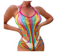 Slutty Lingerie Rainbow Women Lace Garter Lingerie Set See Through Babydoll Lingerie Sexy Bra and Knickers Sets Regular-Fit