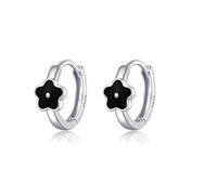 SLUYNZ 9225 Sterling Silver Earrings Flower Hoop Earrings for Women Hoop Earrings Huggie (A-Silver)