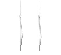 SLUYNZ 925 Sterling Silver Bar Dangle Earrings Chain for Women Threader Earrings Tassel