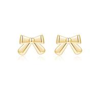 SLUYNZ 925 Sterling Silver Bow Stud Earrings for Women Teens Bow Ribbon Stud Earrings (B-Gold)