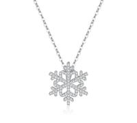SLUYNZ 925 Sterling Silver Christmas Snowflake Necklace Pendant for Women Teens CZ Snowflake Pendant Necklace Chian Winter Necklace (A-Silver)