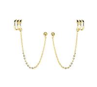 SLUYNZ 925 Sterling Silver Cuff Earrings Chain for Women Crawler Earrings Studs (Yellow)