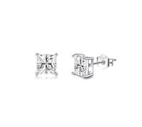 SLUYNZ 925 Sterling Silver Cut Square CZ Stud Earrings for Women Teen Girls Simulated Diamond CZ Ear Stud 5MM/6MM/7MM Sparkling CZ Studs (A-Silver, 5mm)