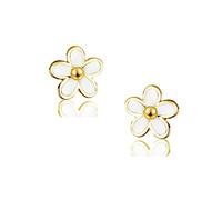 SLUYNZ 925 Sterling Silver Cute Flowers Studs Earrings for Women Teen Girls Small Daisy Studs Earrings for Spring Summer (B-Gold Plated)