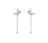 SLUYNZ 925 Sterling Silver CZ Butterfly Dangle Earrings Droplet Chain for Women Pretty Butterfly Tassel Earrings