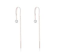 SLUYNZ 925 Sterling Silver CZ Chain Dangle Earrings for Women Teens Girls Threader Drop Earrings Long (C-RoseGold)