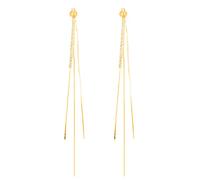 SLUYNZ 925 Sterling Silver CZ Dangle Earrings for Women Elegant Earrings Wedding Long Earrings Chain (B-18K Gold Plated)