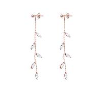 SLUYNZ 925 Sterling Silver CZ Droplet Dangle Earrings Chain for Women Teen Girls Olive Leaf Elegant Dangle Earrings for Wedding Bridal Prom