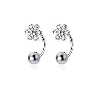SLUYNZ 925 Sterling Silver Daisy Earrings Cuff for Women Flower Cartilage Earrings Helix Piercing Half Hoop Earrings Ball Studs (A-Silver)