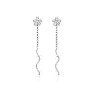 SLUYNZ 925 Sterling Silver Dangle Flowers Earrings Chain for Women Elegant Flowers Helix Earrings Threader