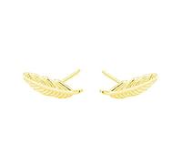 SLUYNZ 925 Sterling Silver Feather Studs Earrings for Women Girls Leaf Studs Earrings Small Earrings Tiny Studs (B-Gold)