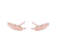 SLUYNZ 925 Sterling Silver Feather Studs Earrings Girls for Women Leaf Studs Earrings Small Earrings Tiny Studs (C-Rose Gold)