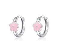 SLUYNZ 925 Sterling Silver Flower Earrings Hoop for Women Teens Flower Hoop Earrings Huggie (A-Silver)